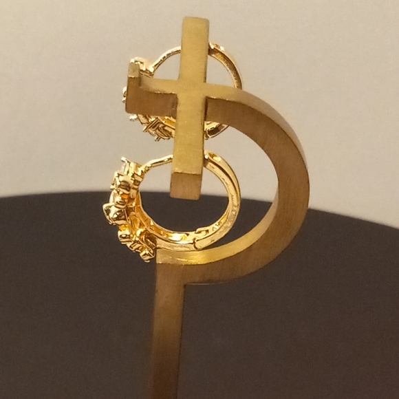 Hope Drop Earring Elephant With Zircon Gold Layered/Oro Laminado - Picture 11 of 15